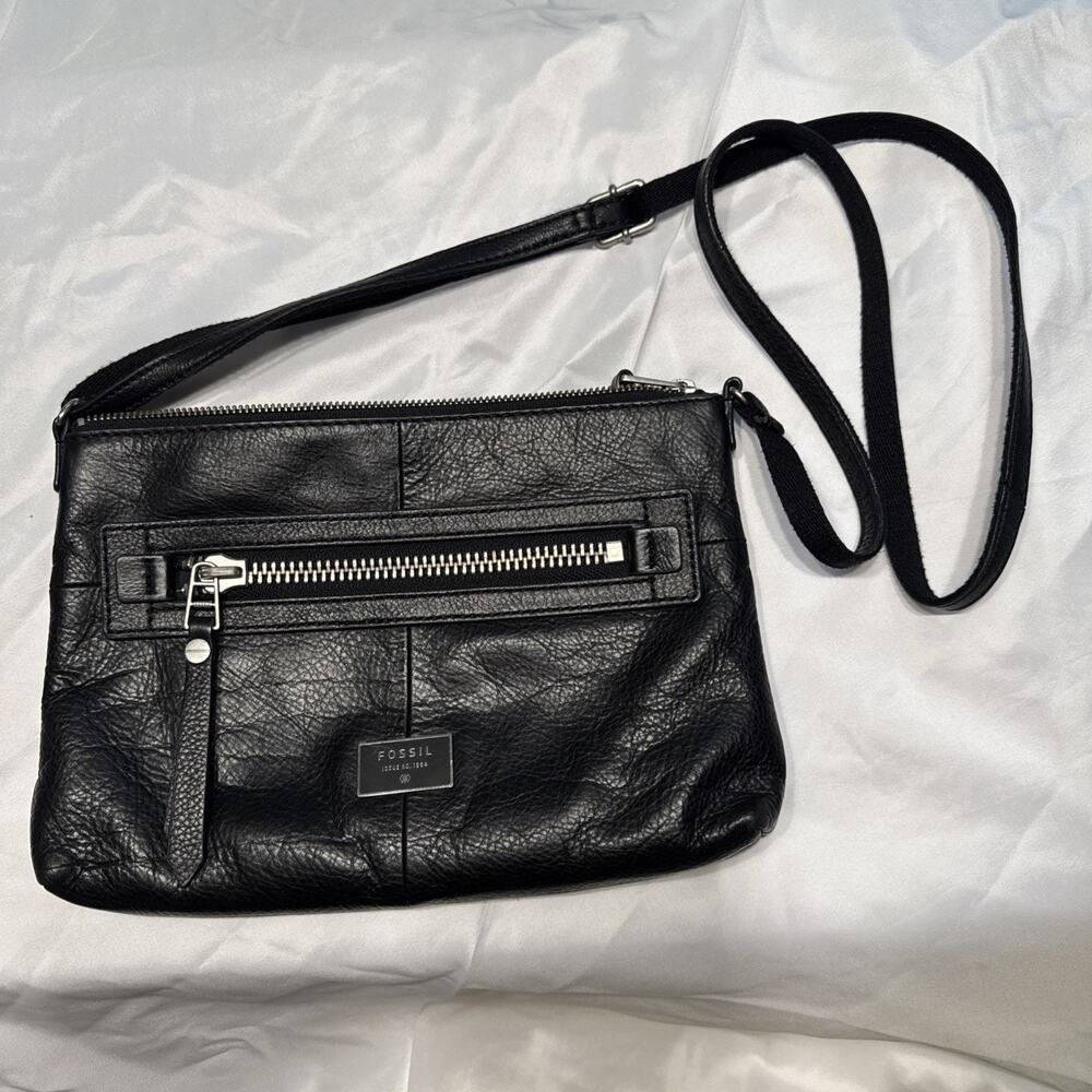 Fossil Purse Women’s Black Small Crossbody Shoulder Bag Leather